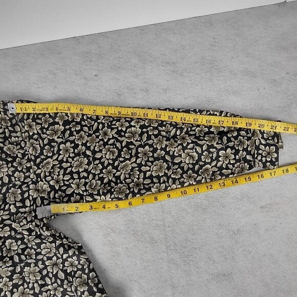 Express Silk Womens 100% Silk Black, Brown Floral Pattern Button Down Dress Sz S - Picture 9 of 12